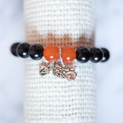Black & Orange Beaded Bracelet - Throttle Hour