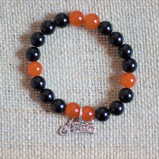 Black & Orange Beaded Bracelet - Throttle Hour