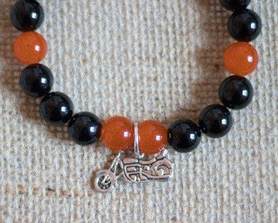 Black & Orange Beaded Bracelet - Throttle Hour